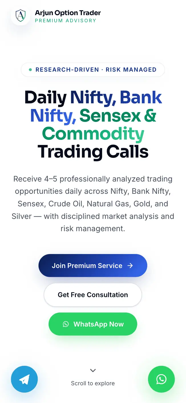 Arjun Option Trader mobile view