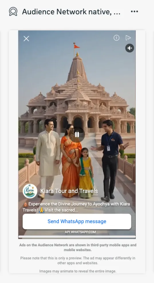 Audience Network ad preview