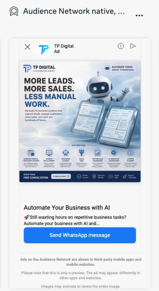 Audience Network Native ad preview