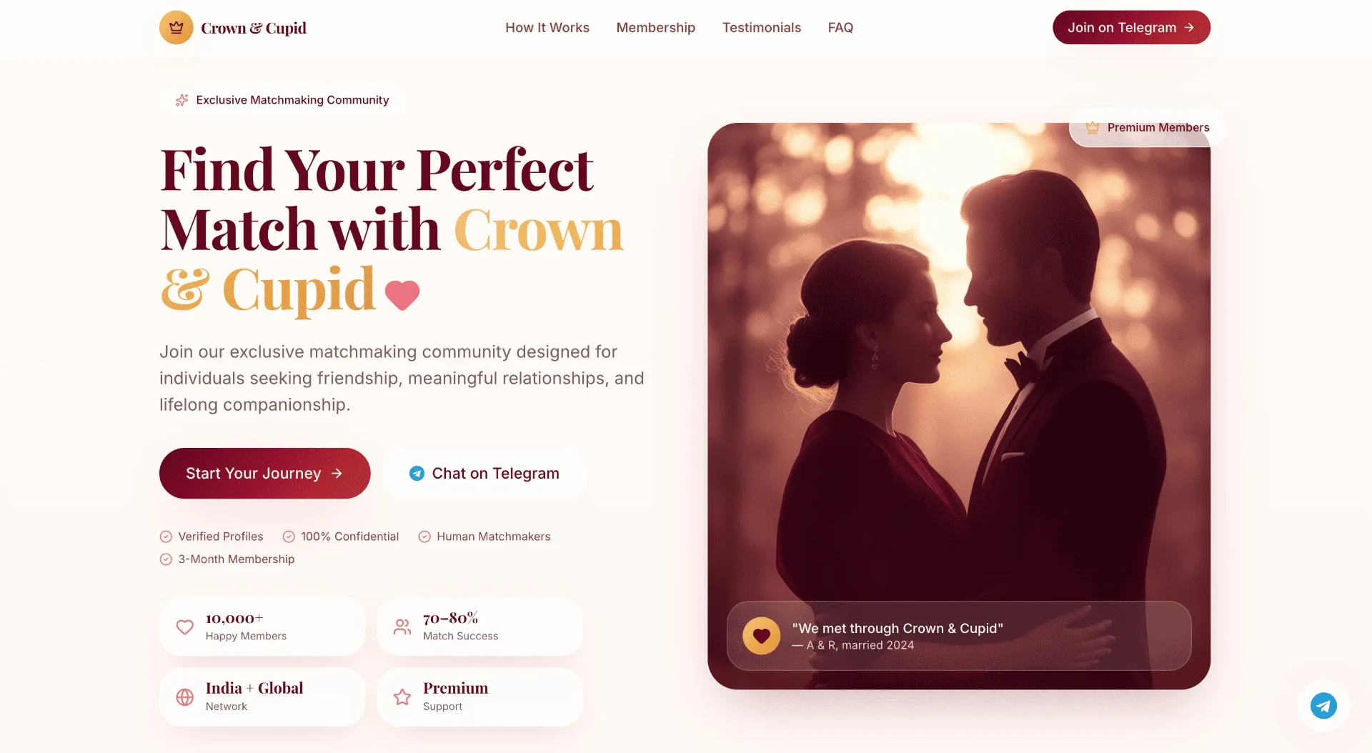 Crown & Cupid desktop view