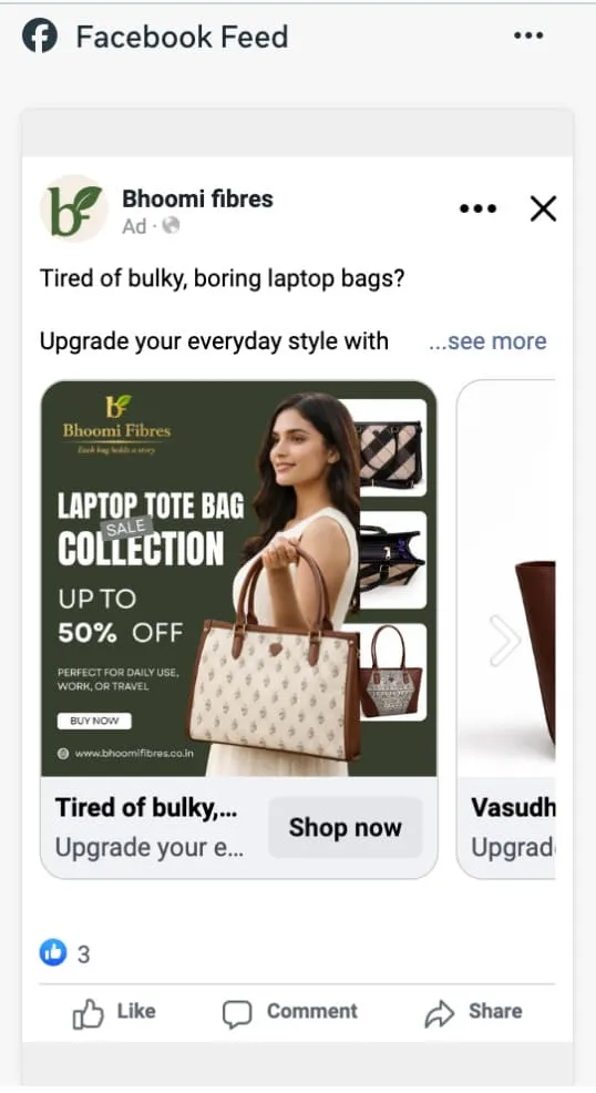 Facebook Feed (Carousel) ad preview