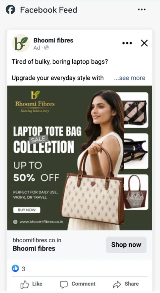 Facebook Feed (Single Image) ad preview