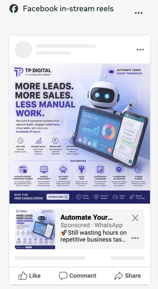 Facebook In-Stream Reels ad preview