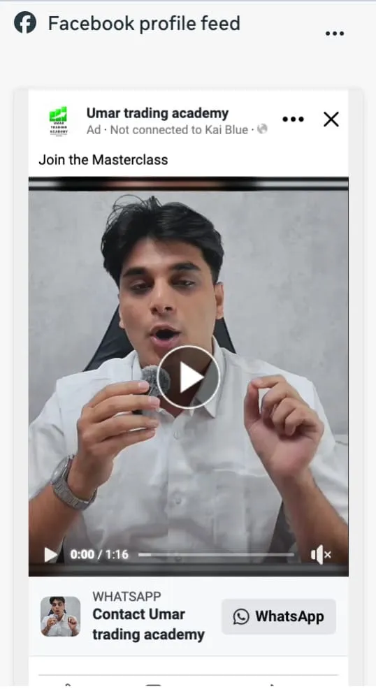 Facebook Profile Feed ad preview