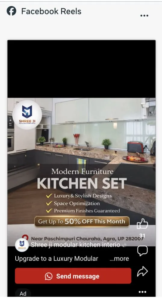 Facebook Reels ad preview