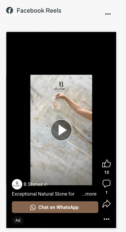 Facebook Reels ad preview
