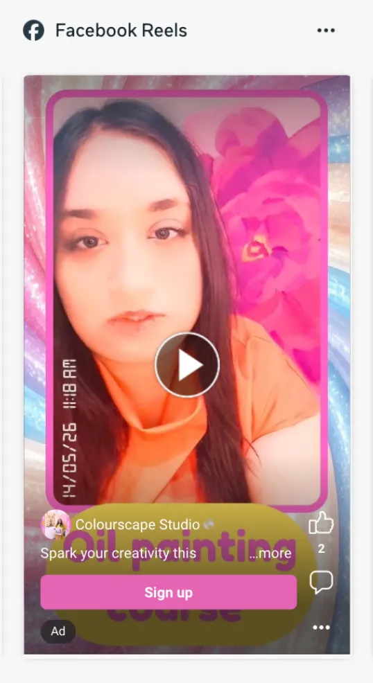 Facebook Reels ad preview