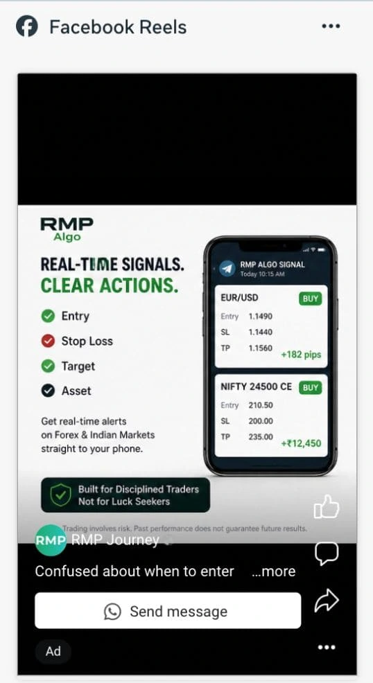 Facebook Reels ad preview