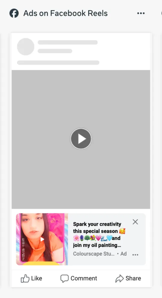 Facebook Reels ad preview