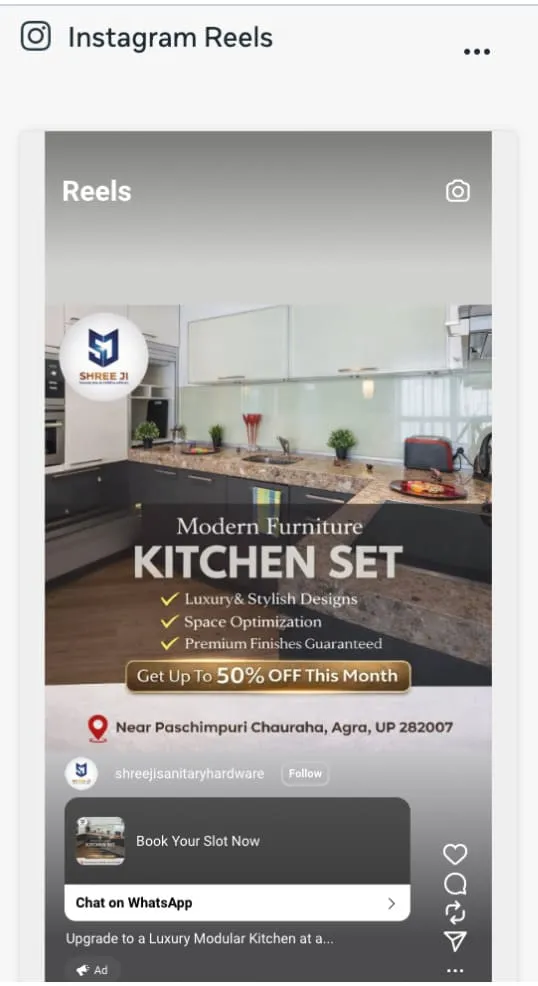 Instagram Reels ad preview