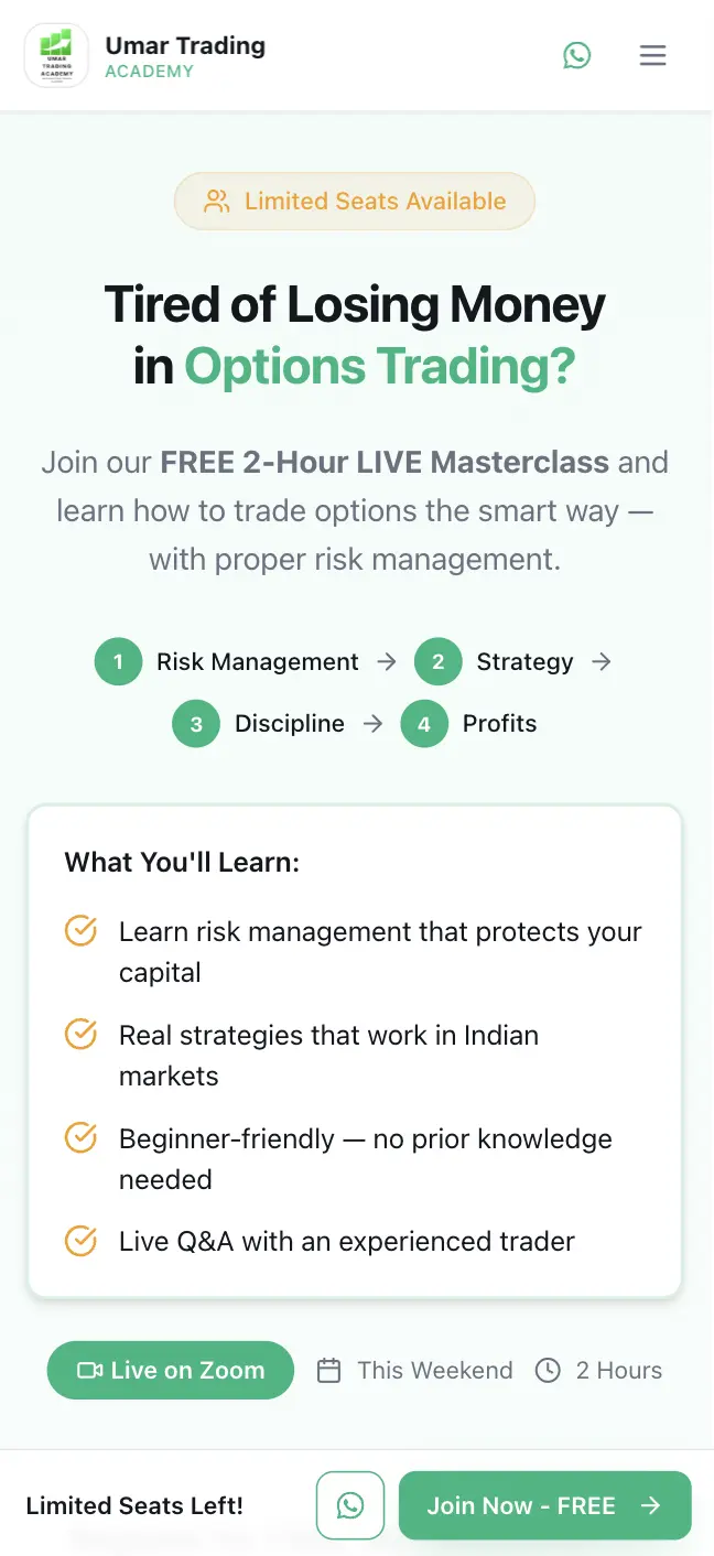 Umar Trading Academy mobile view - Single column touch-optimized