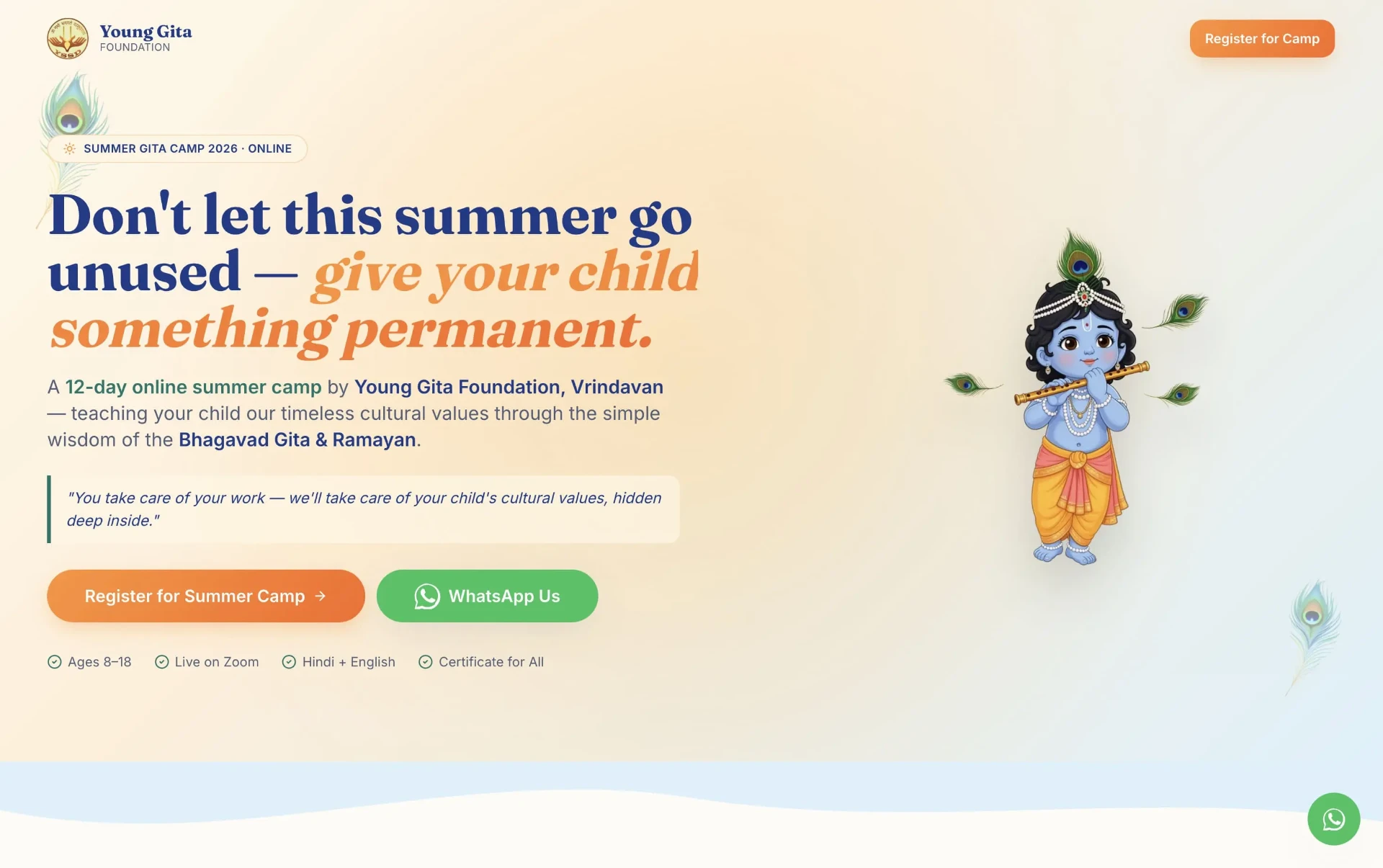 Young Gita Foundation desktop view