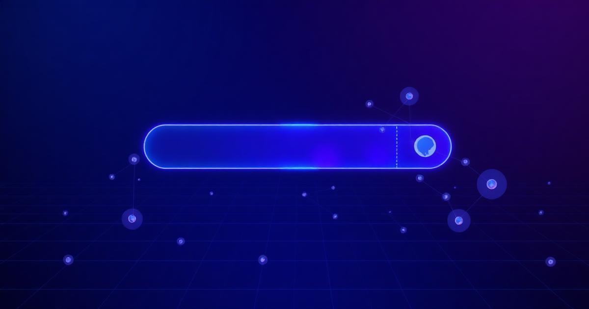 Illustration of a search bar connected to an AI neural network